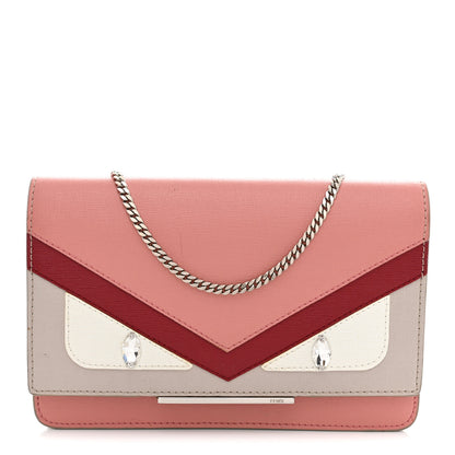 Fendi Vitello Elite Crystal Eye Monster Tube Wallet on Chain Grigio Polvere Ribes Multicolor 1 of 14