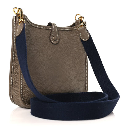 Hermes Taurillon Clemence Amazone Evelyne TPM Etoupe Bleu Indigo 3 of 10