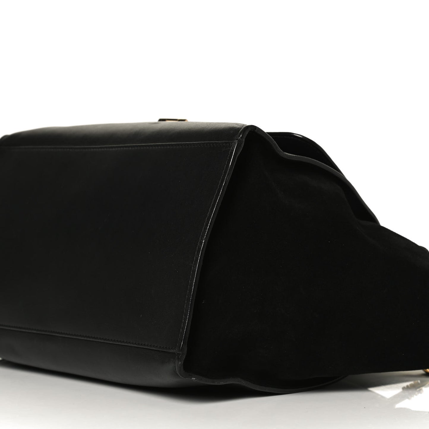 Crocodile Embossed Calfskin Suede Medium Trapeze Black