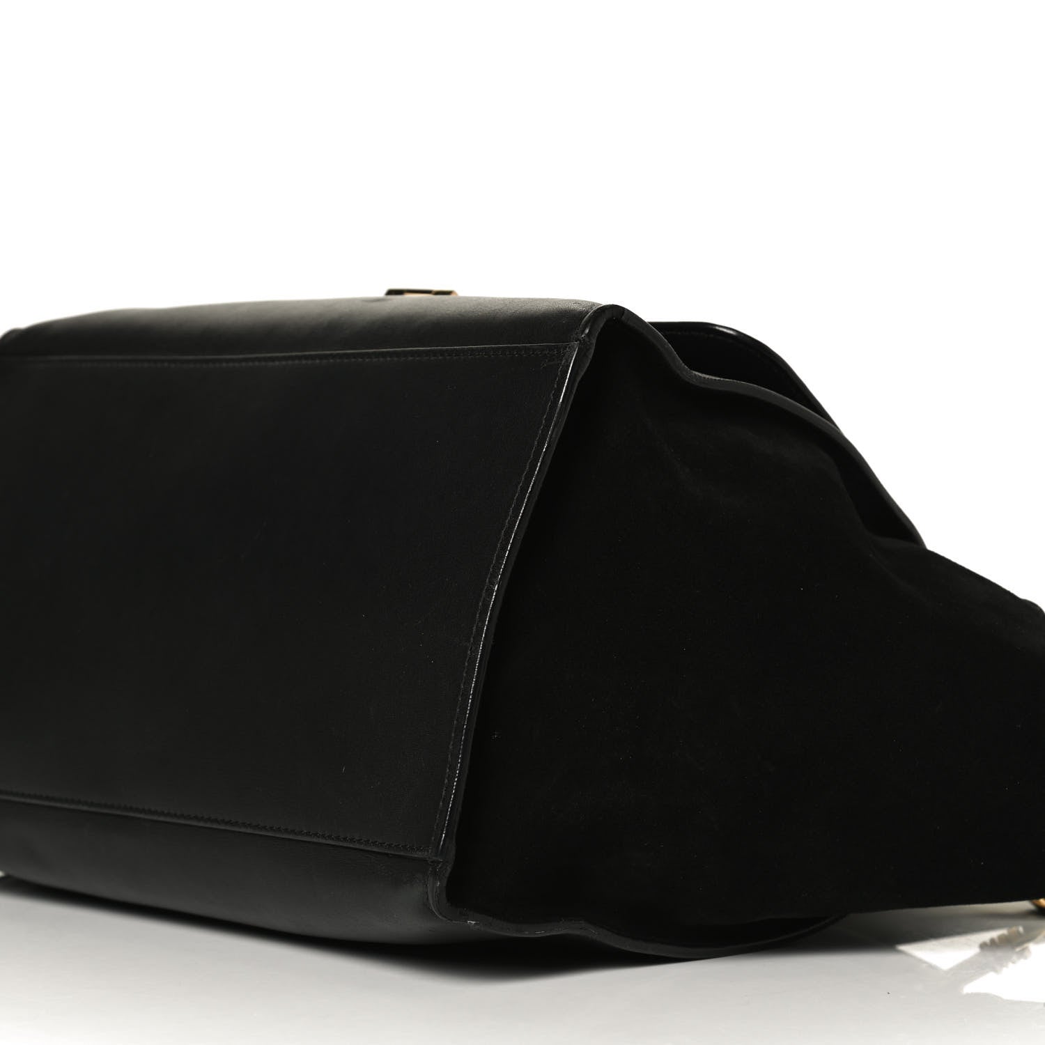 Celine Crocodile Embossed Calfskin Suede Medium Trapeze Black 9 of 15