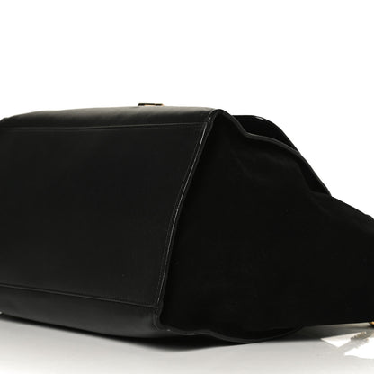 Celine Crocodile Embossed Calfskin Suede Medium Trapeze Black 9 of 15