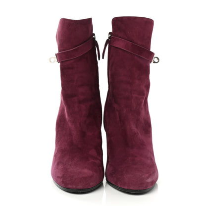 Hermes Suede Goatskin Joueuse Ankle Boots 38.5 Lie De Vin 2 of 9