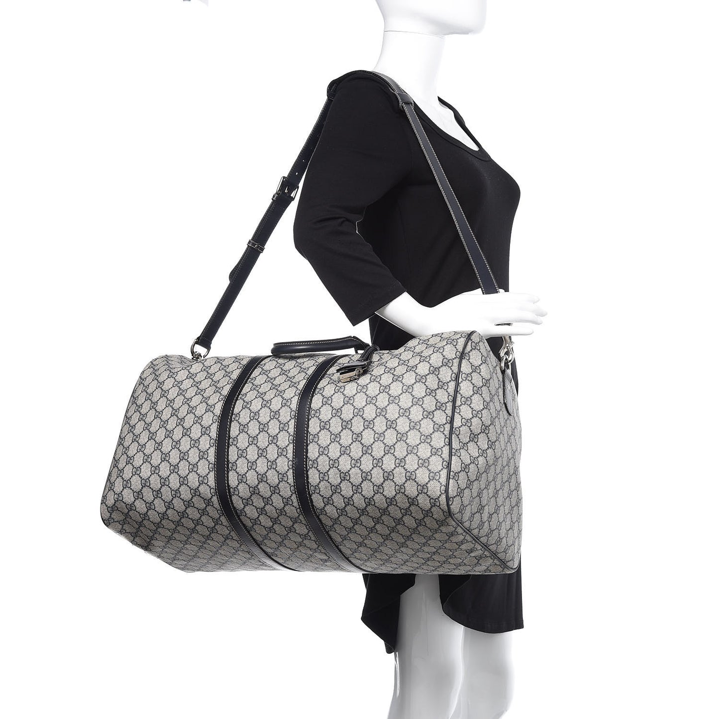 GG Plus Monogram Large Carry On Duffle Bag Navy
