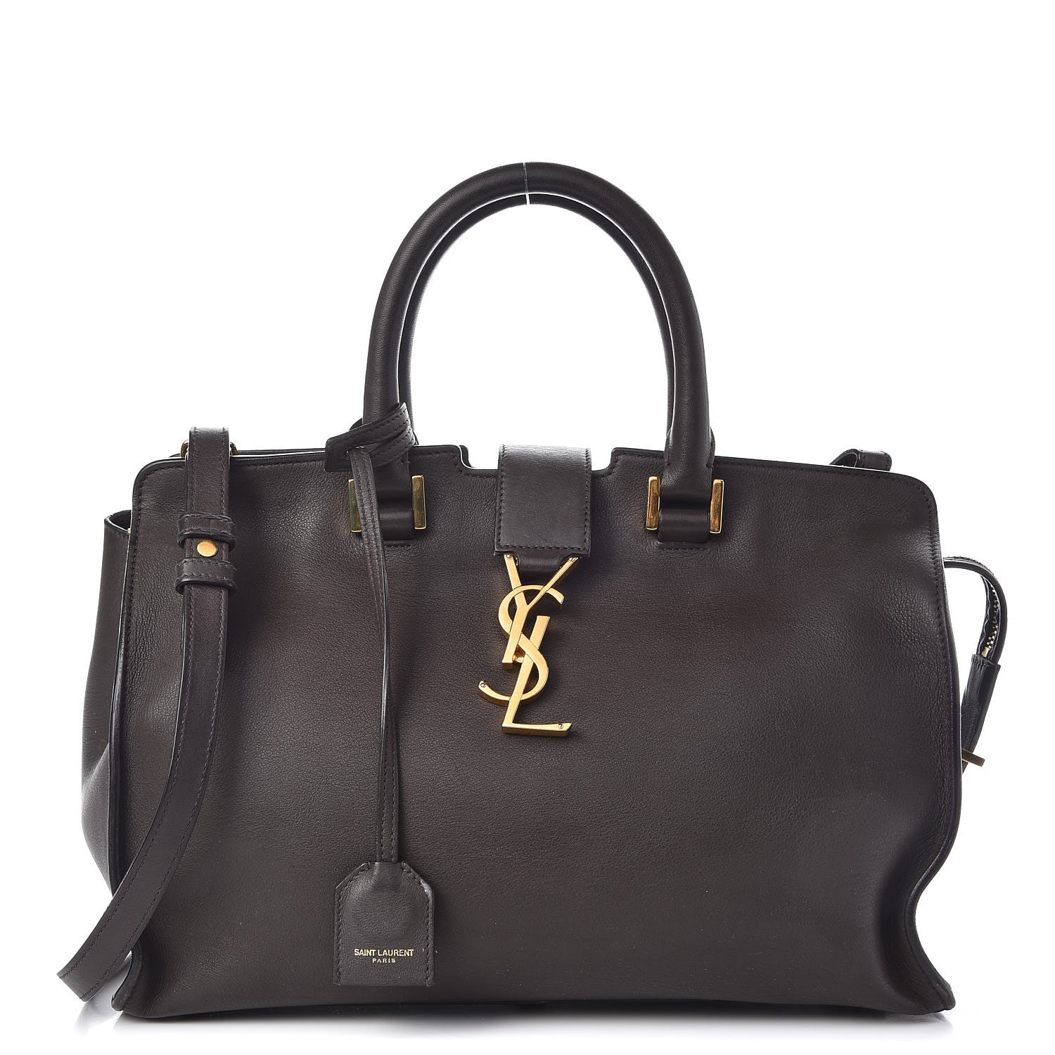 Saint Laurent Smooth Calfskin Small Cabas Monogram Dark Grey 1 of 14