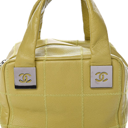 Chanel Caviar Square Stitched Tote Chartreuse 9 of 11