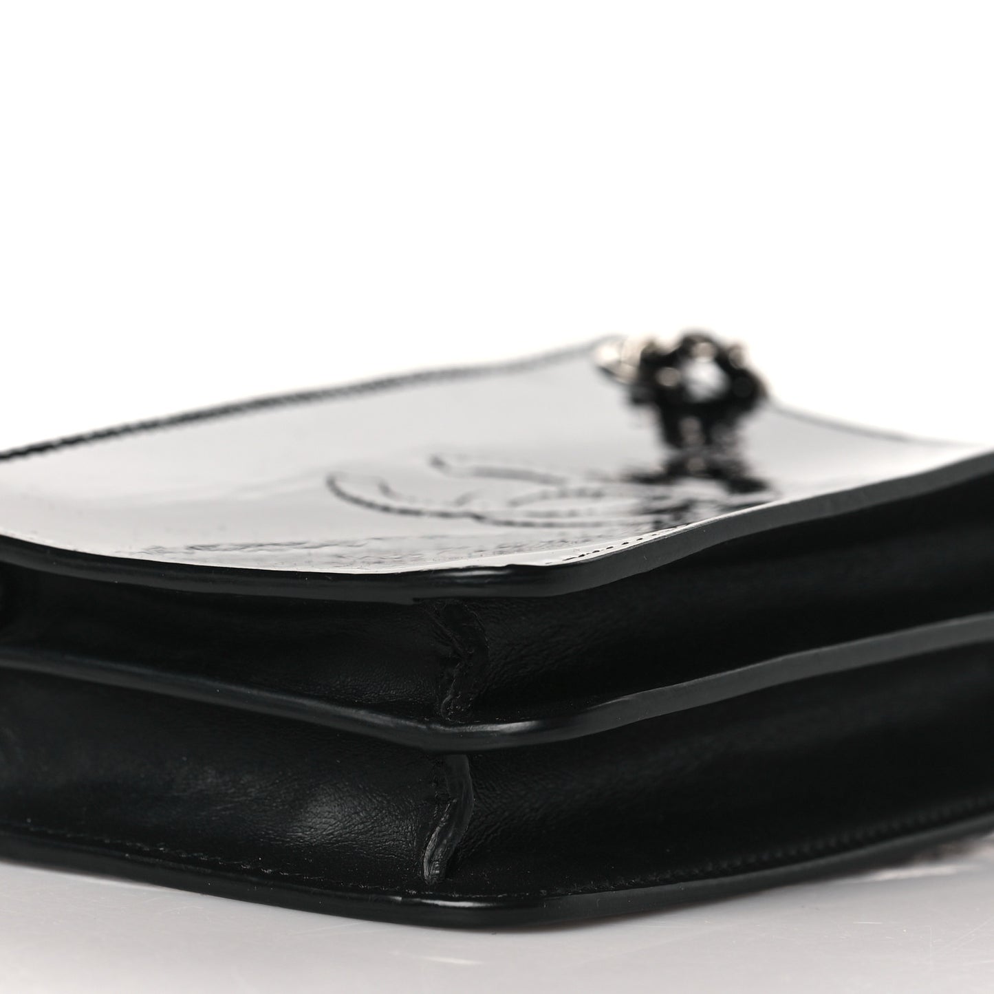 Patent CC Phone Holder Crossbody Black