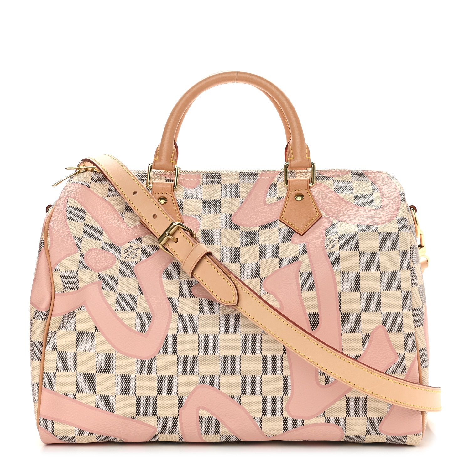 Louis Vuitton Damier Azur Tahitienne Speedy Bandouliere 30 Rose Ballerine 1 of 9
