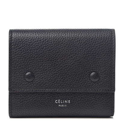 Celine Drummed Calfskin Small Multifunction Folded Wallet Black 1 of 5