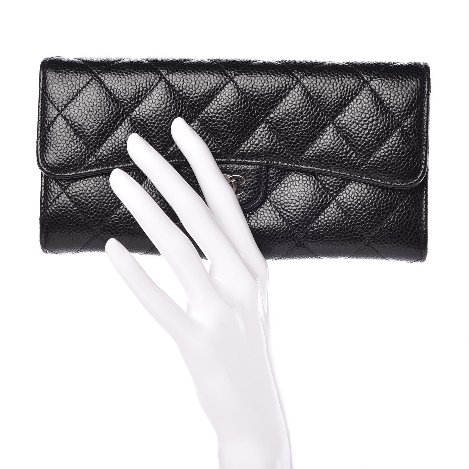 Chanel Caviar Quilted Large Gusset Flap Wallet Black 2 of 8