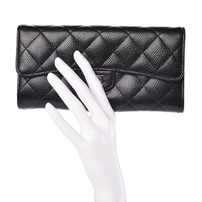 Chanel Caviar Quilted Large Gusset Flap Wallet Black 2 of 8