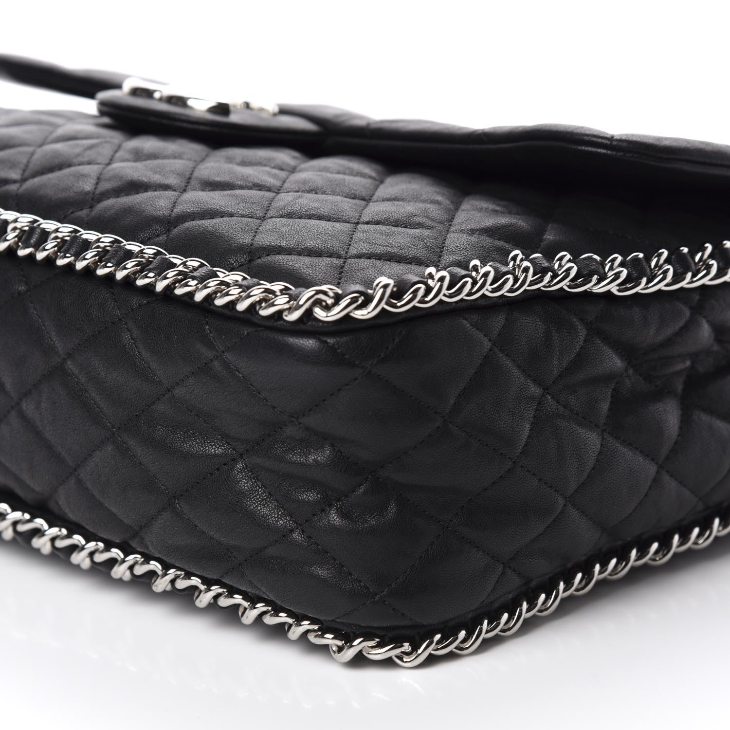 Chanel Washed Lambskin Quilted Maxi Chain Around Flap Black 7 of 10