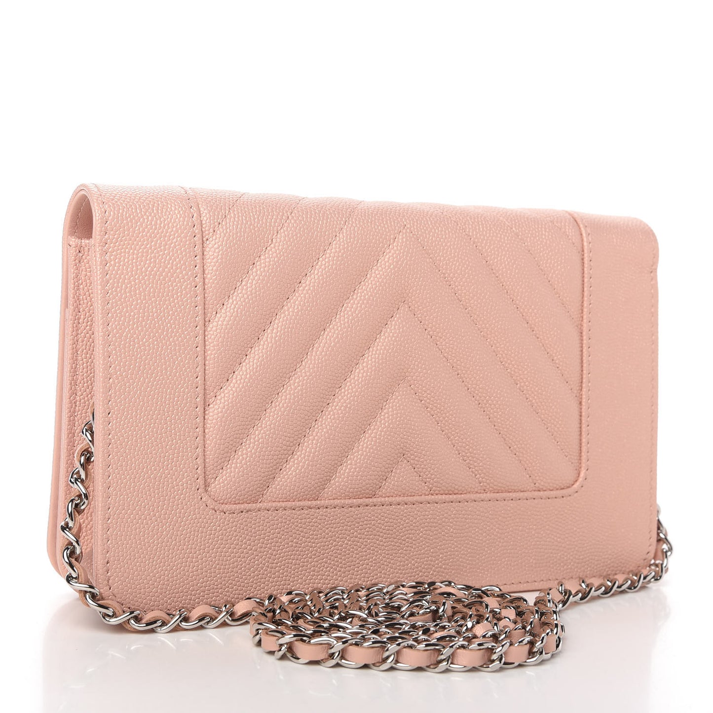 Caviar Chevron Quilted Vintage Mademoiselle Wallet On Chain WOC Pink