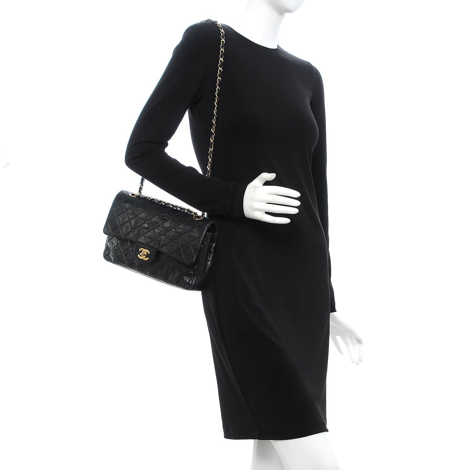 Chanel Lambskin Quilted Medium Double Flap Black 2 of 13