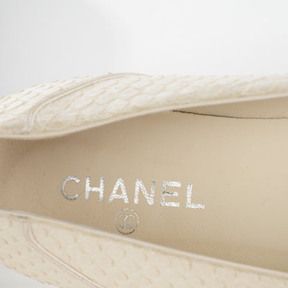 Chanel Python CC Ballerina Flats 38.5 Ivory 7 of 9