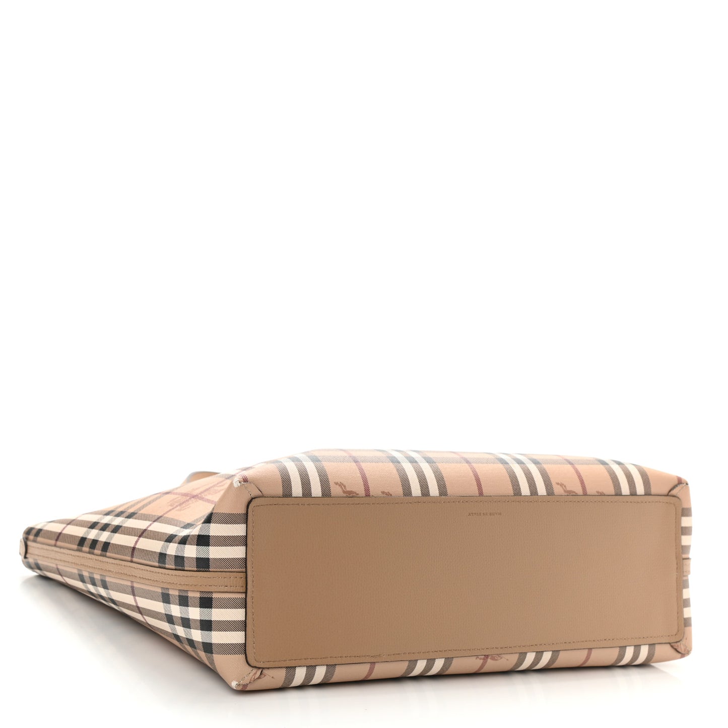 Grainy Calfskin Haymarket Check Medium Reversible Tote Camel