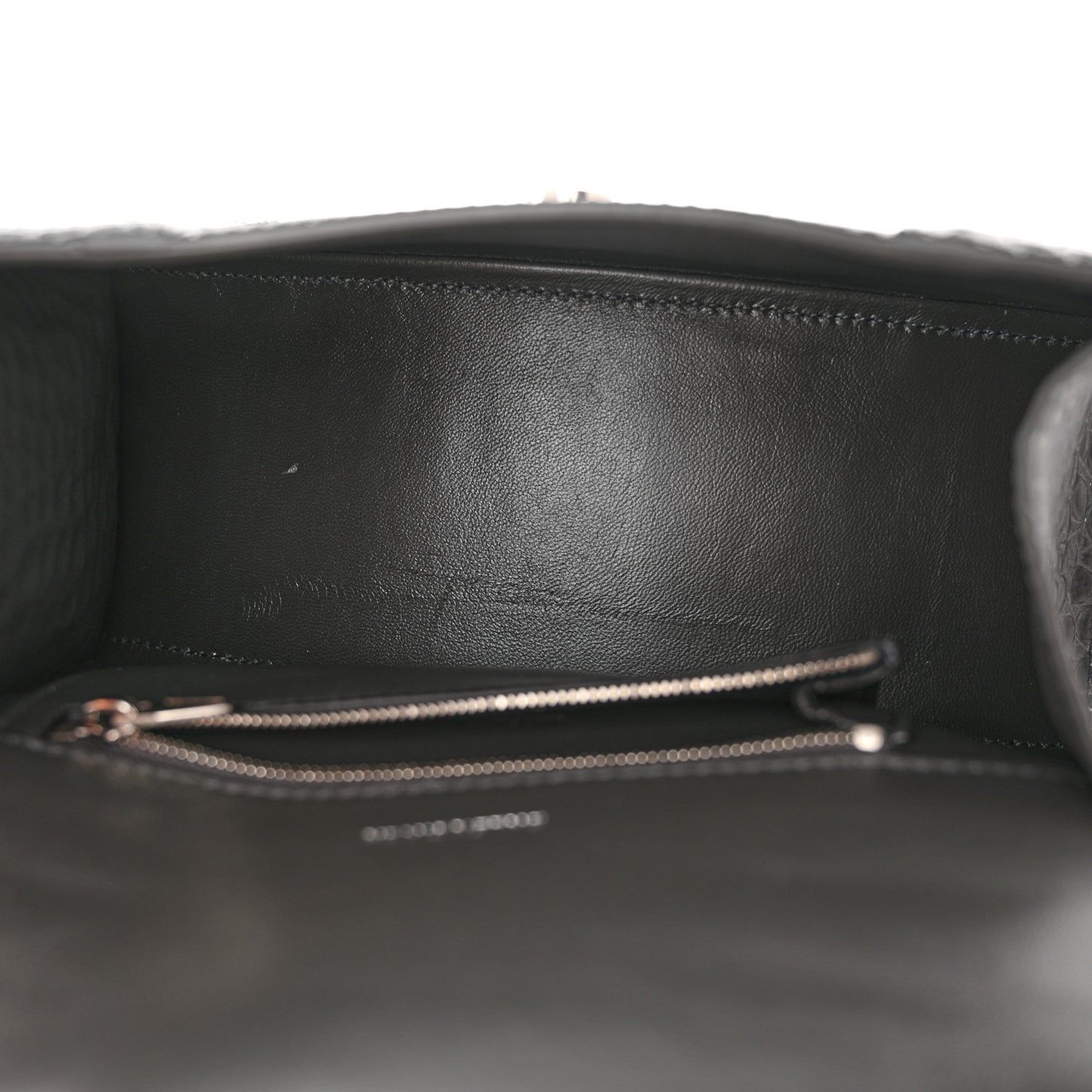 Shiny Calfskin Crocodile Embossed Small Hourglass Top Handle Bag Dark Grey