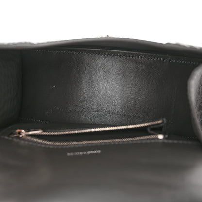 Balenciaga Shiny Calfskin Crocodile Embossed Small Hourglass Top Handle Bag Dark Grey 6 of 13