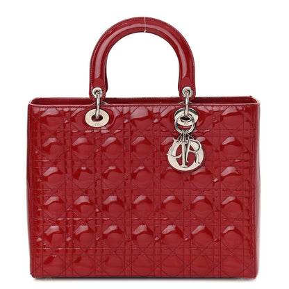 Christian Dior Patent Cannage Large Lady Dior Red 1 of 13