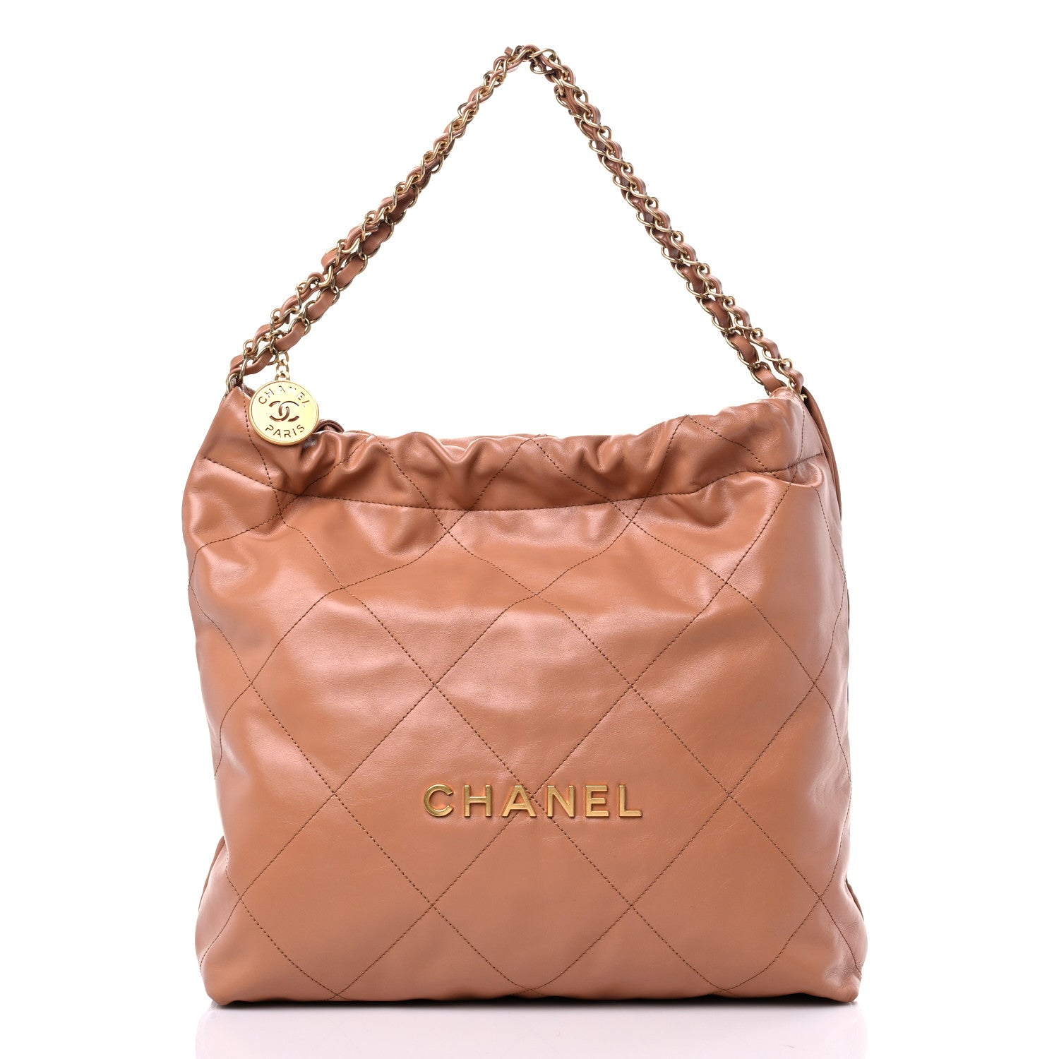 Chanel Shiny Calfskin Quilted Chanel 22 Camel 3 of 10