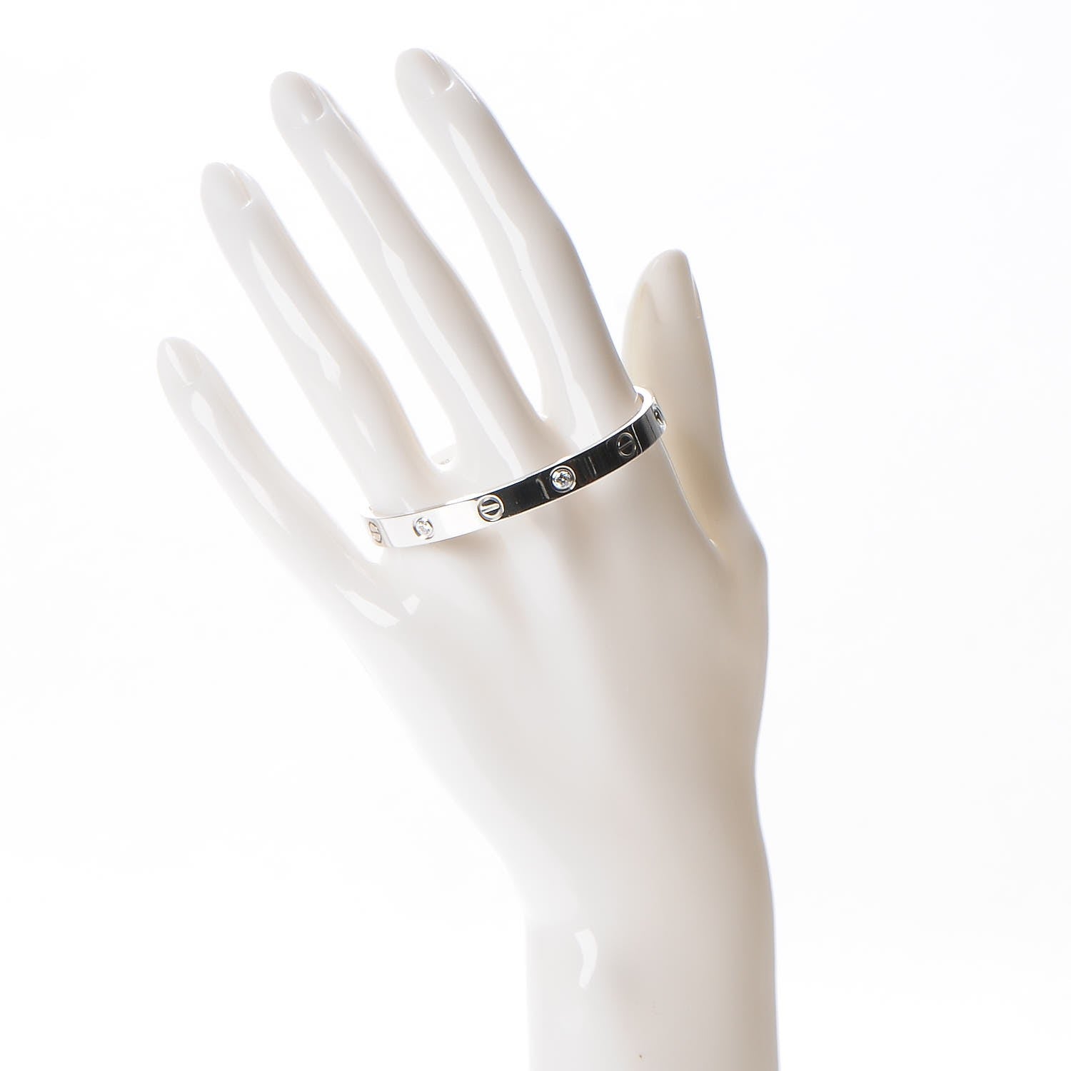 Cartier 18K White Gold 4 Diamond LOVE Bracelet 16 2 of 10