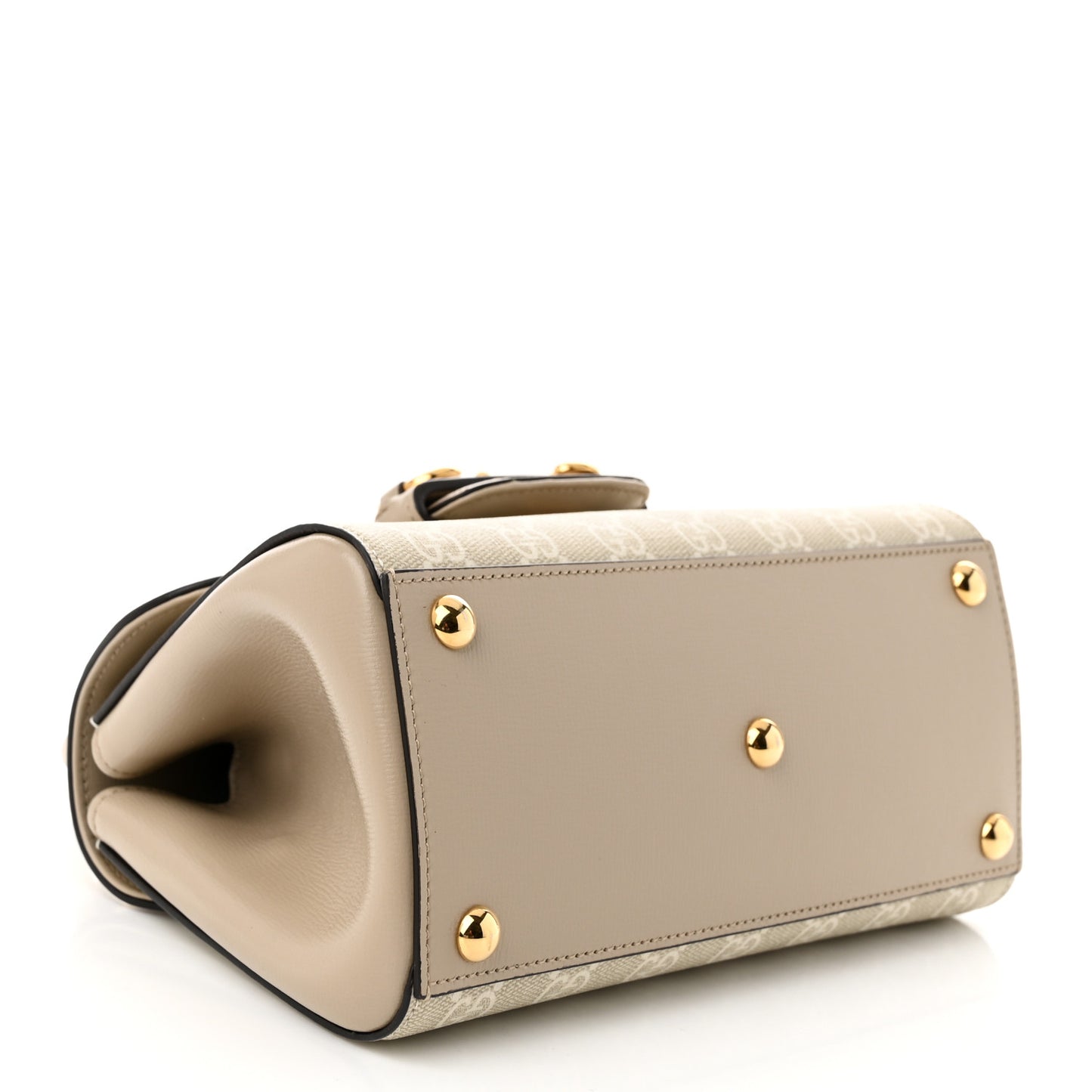 GG Supreme Monogram Azalea Calfskin Mini Horsebit 1955 Top Handle Flap Bag Beige Mystic White Oatmeal