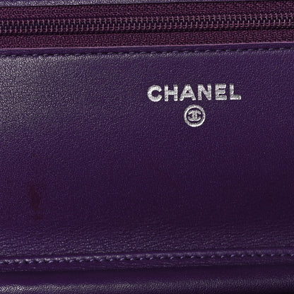 Chanel Patent Quilted Brilliant Wallet On Chain WOC Violet 7 of 11