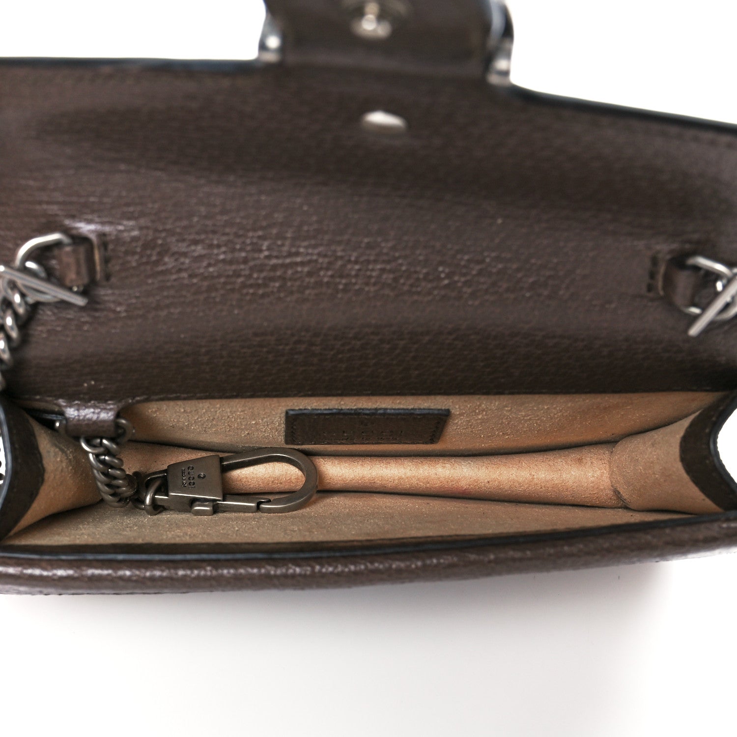 Gucci Monogram Jumbo GG Textured Dollar Calfskin Super Mini Dionysus Shoulder Bag Camel Ebony New Acero 5 of 10