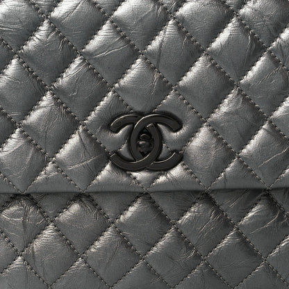Chanel Metallic Aged Calfskin Quilted Medium Coco Handle Flap Charcoal 8 of 10