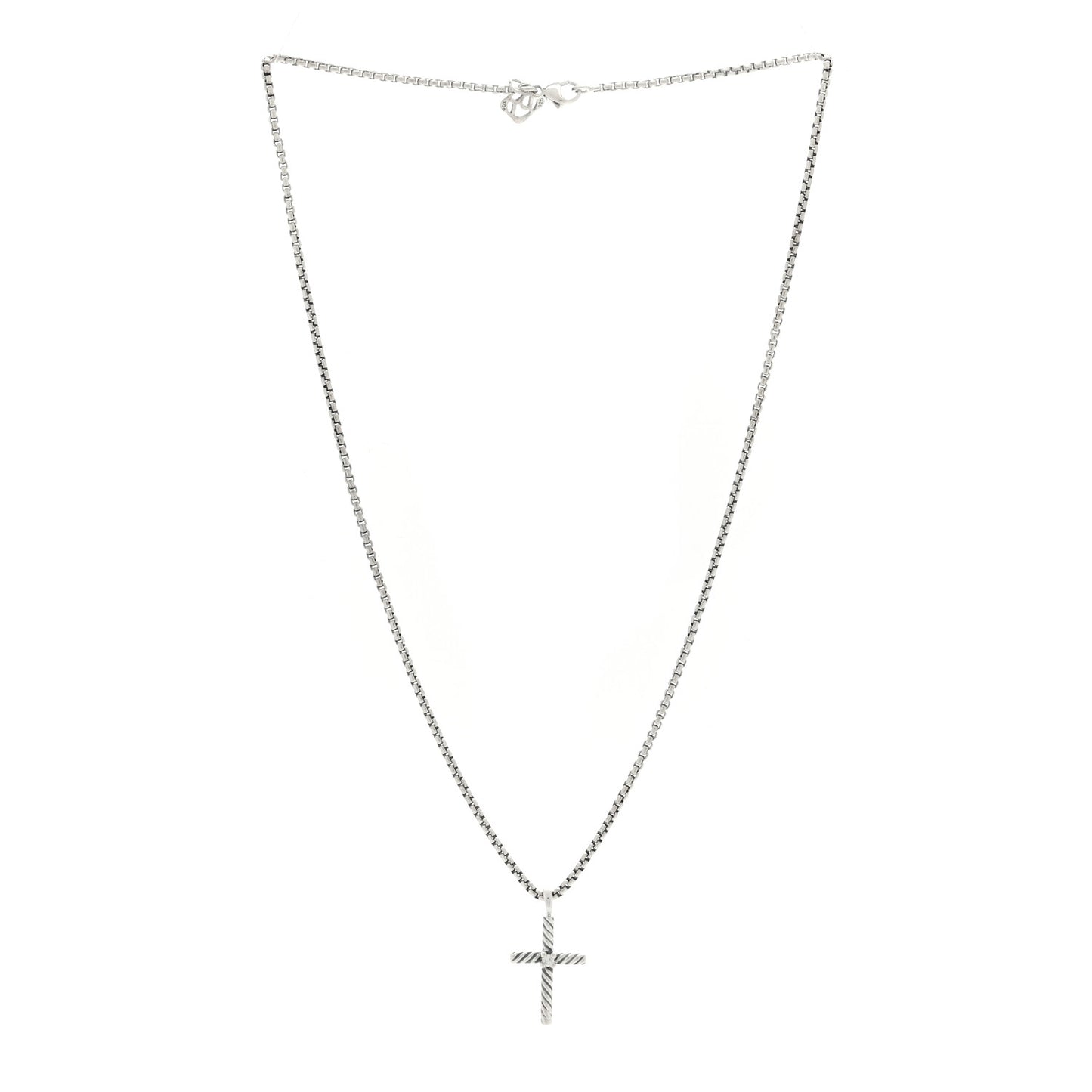 Sterling Silver Diamond Cable Classics Cross Necklace