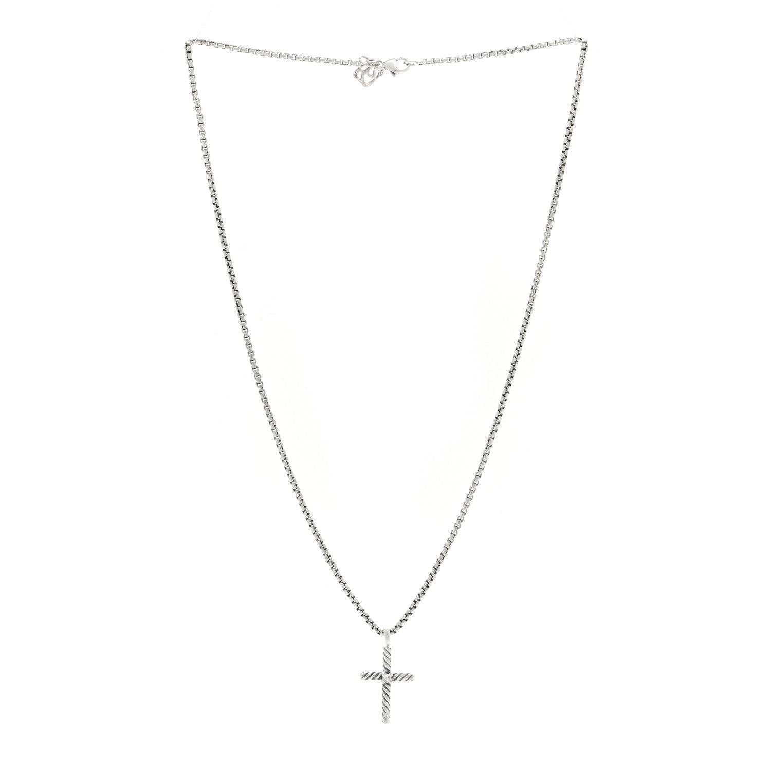 David Yurman Sterling Silver Diamond Cable Classics Cross Necklace 3 of 4