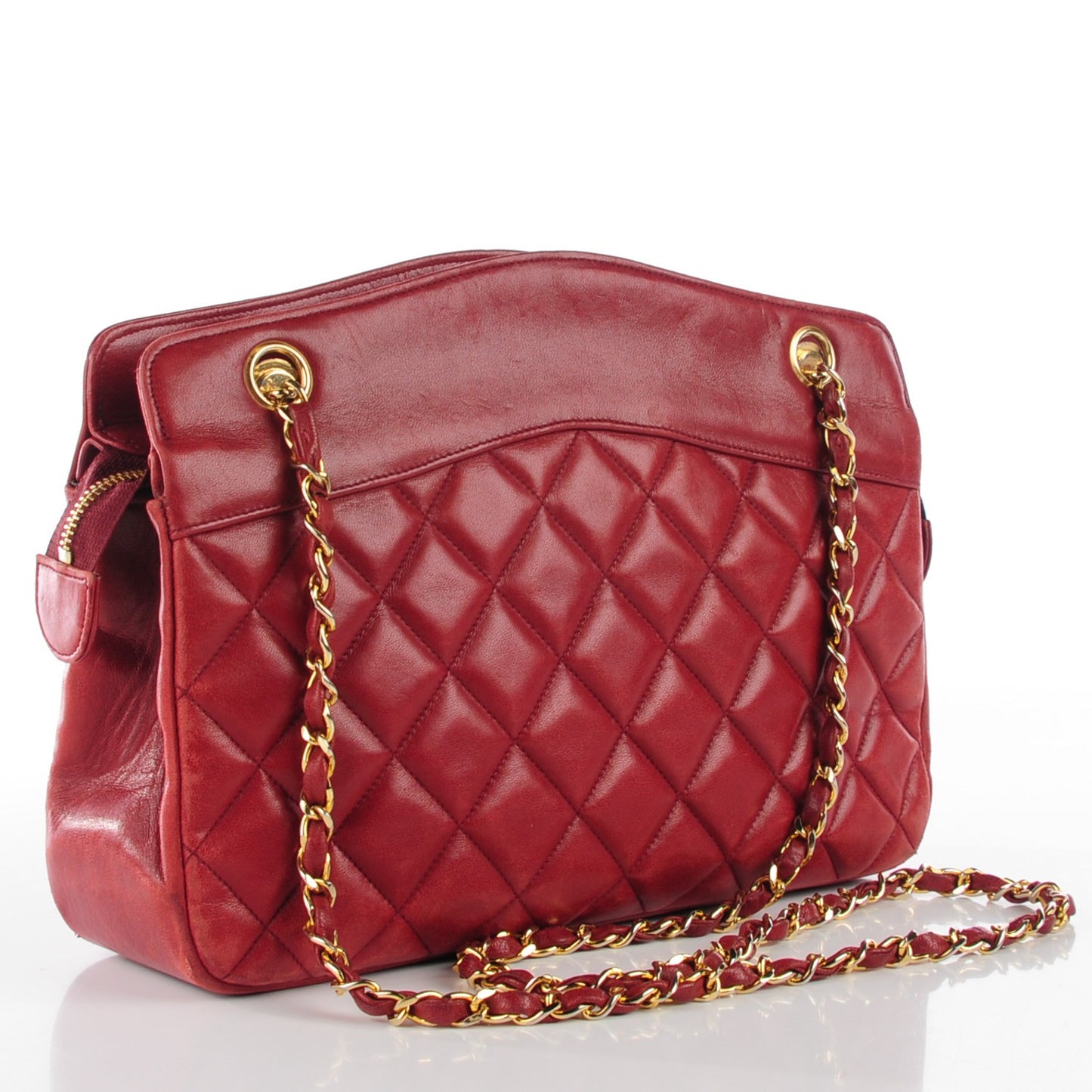 Lambskin Quilted Shoulder Bag Red