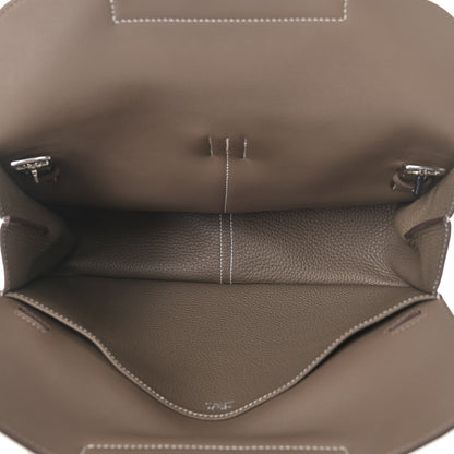 Hermes Taurillon Clemence Halzan 31 GM Etoupe 4 of 9