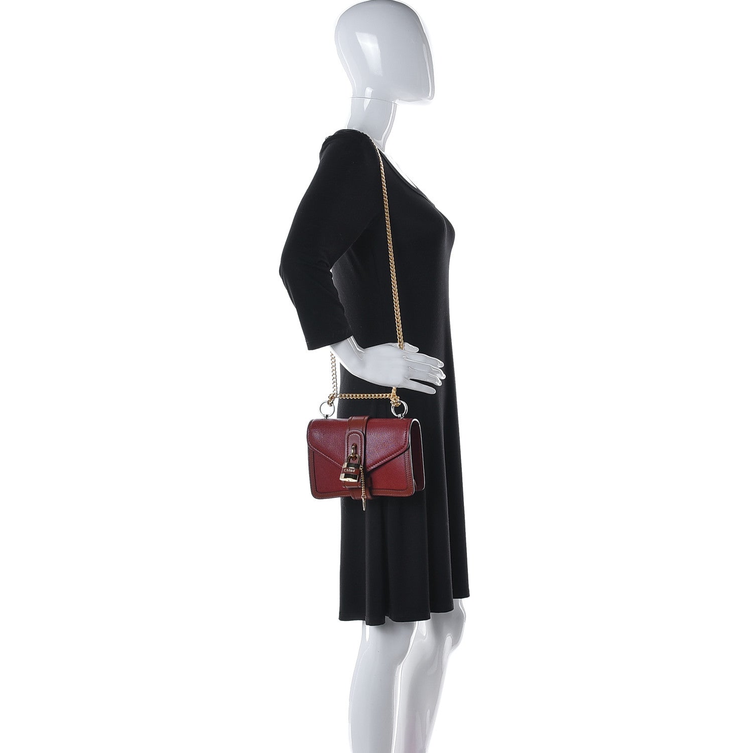 Chloe Shiny Goatskin Calfskin Mini Aby Chain Shoulder Bag Sepia Brown 2 of 10