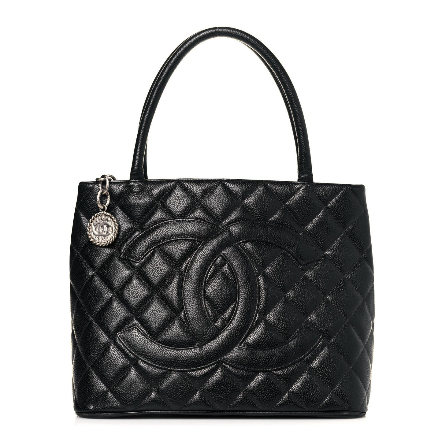 Caviar Quilted Medallion Tote Black