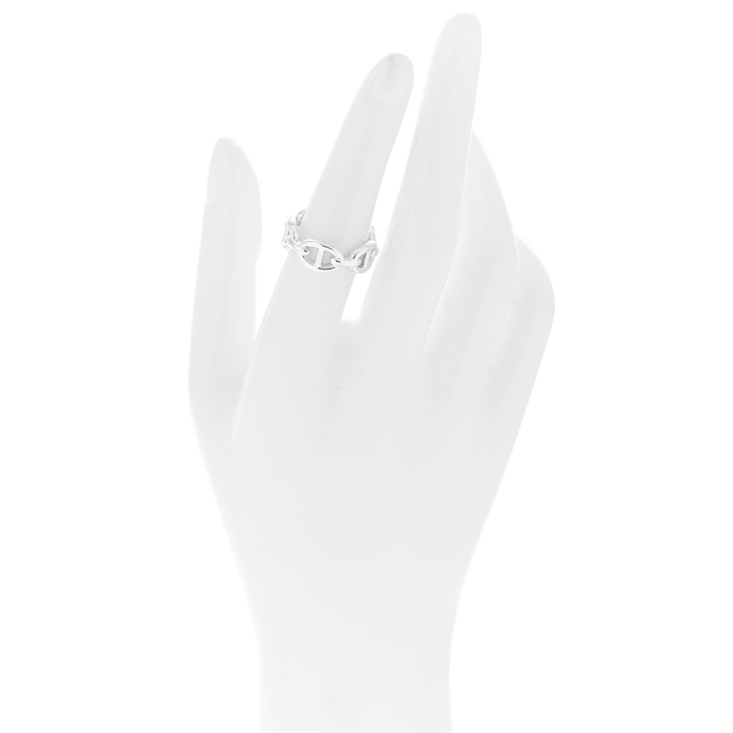 Hermes Sterling Silver PM Chaine d'Ancre Enchainee Band Ring 52 6 2 of 5