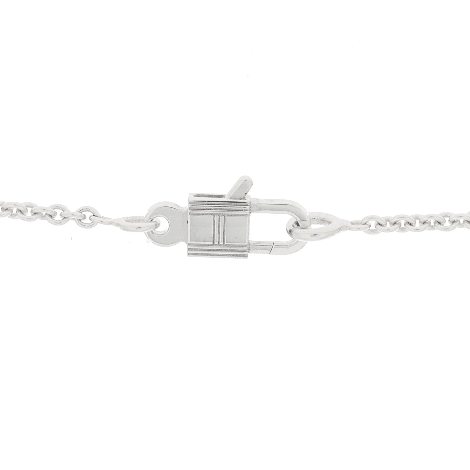 Hermes 18K White Gold Diamond Amulettes Cadenas Pendant Necklace 4 of 6