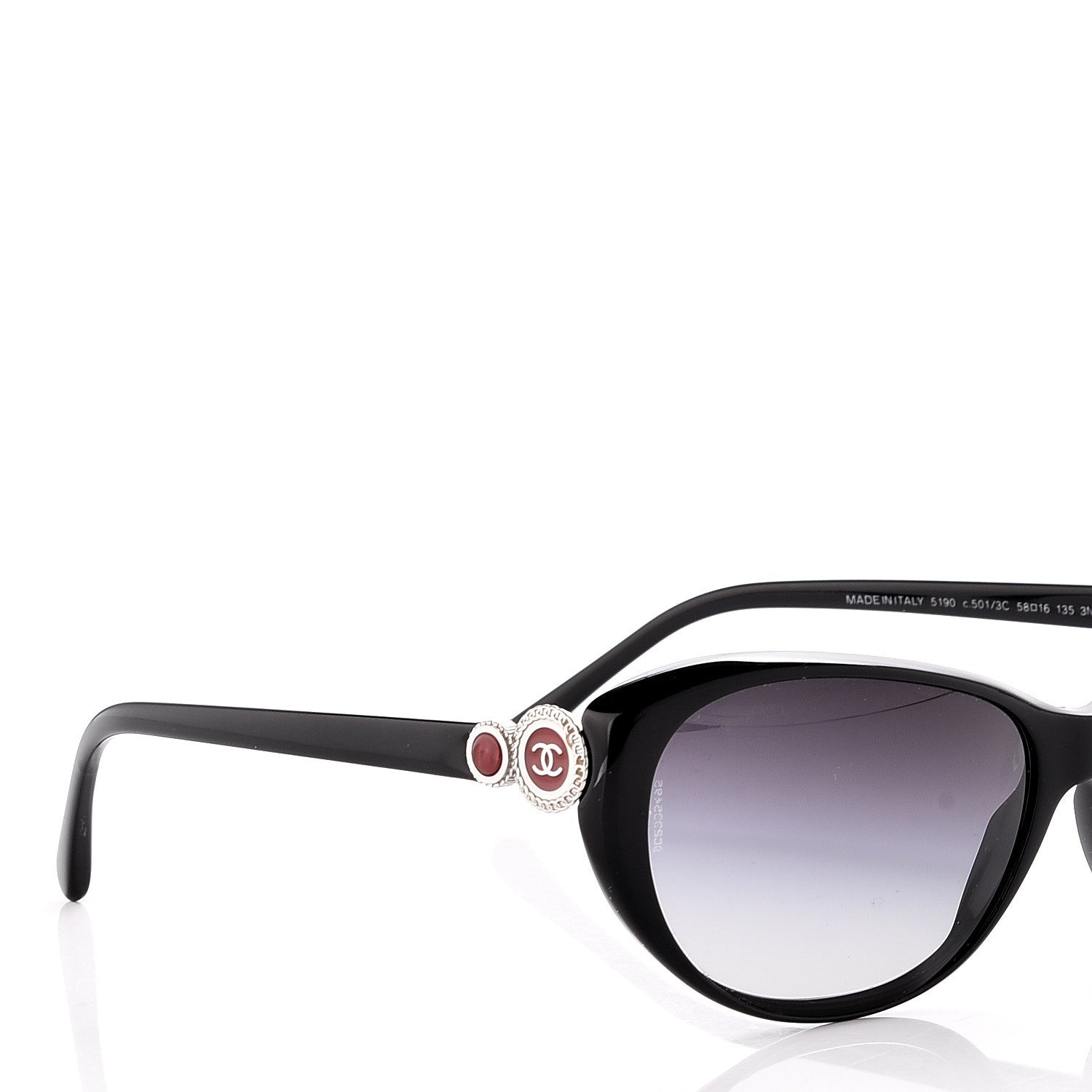 CHANEL ワインレッド キャットアイ メガネ Chanel Acetate Collection Bouton Cat Eye Sunglasses 5190 Black
