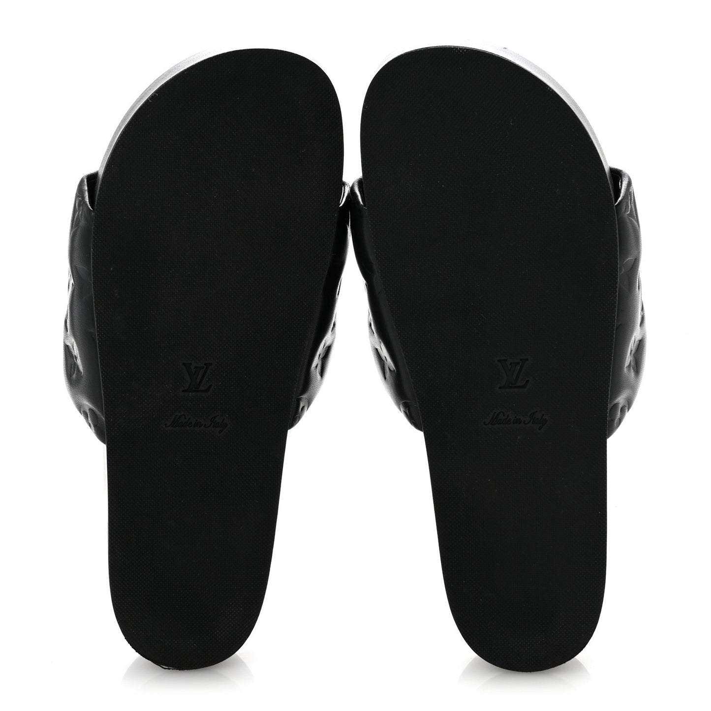 Lambskin Embossed Monogram Jumbo Flatform Mule Sandals 39 Black