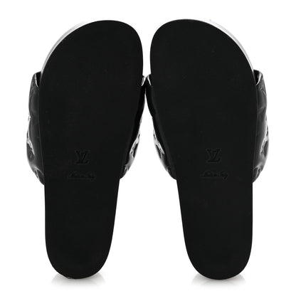 Louis Vuitton Lambskin Embossed Monogram Jumbo Flatform Mule Sandals 39 Black 6 of 11