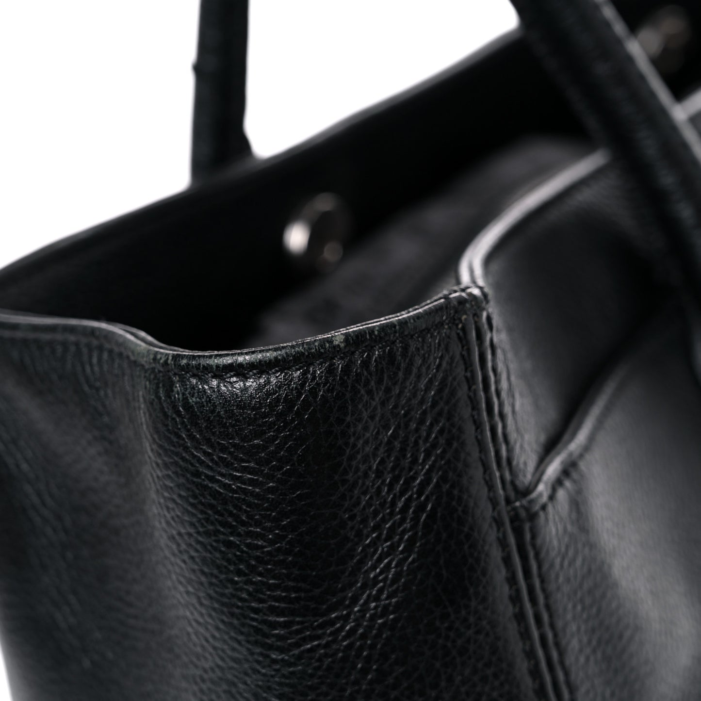 Calfskin Mademoiselle Lock Cerf Executive Shopper Tote Black