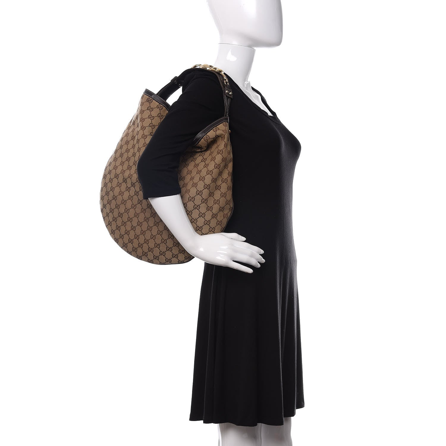 Gucci Monogram Large Wave Hobo Dark Brown 2 of 15