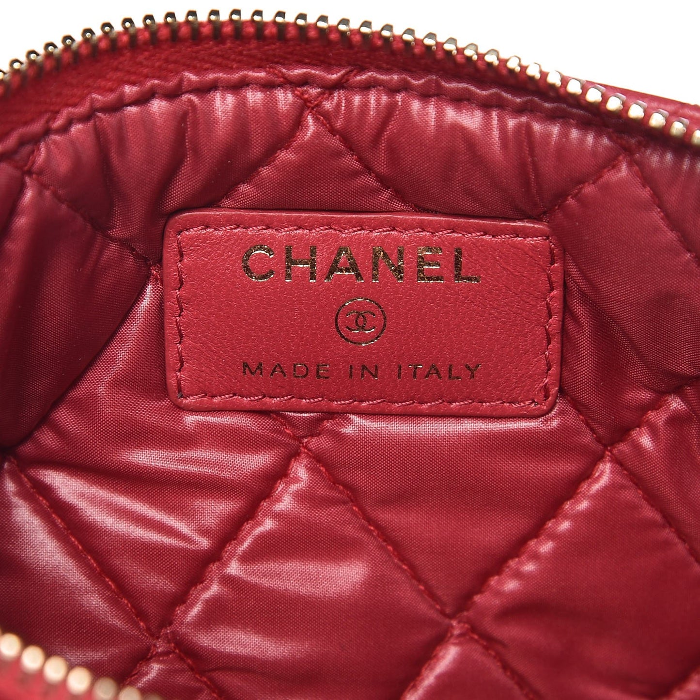 Lambskin Quilted Small Cosmetic Case Light Red