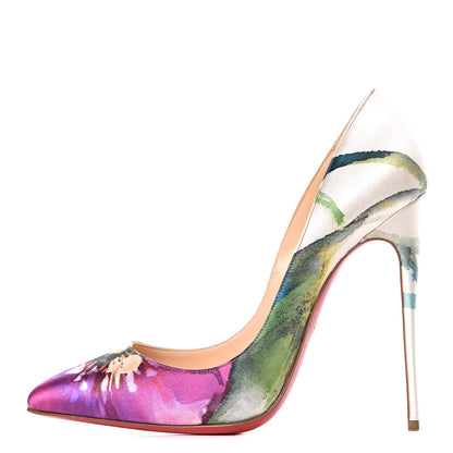 Christian Louboutin Satin Maxi Fiori Pigalle Follies 120 Pumps 38.5 Multicolor 1 of 8