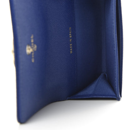 Chanel Caviar Chevron Quilted Vintage Mademoiselle Flap Card Holder Blue 5 of 9