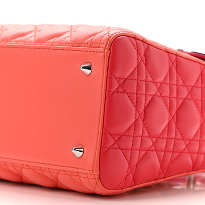 Christian Dior Lambskin Cannage Tri-Color Medium Lady Dior Orange Riviera Fuchsia Cosmopolitan Lipstick Natural 19 of 19