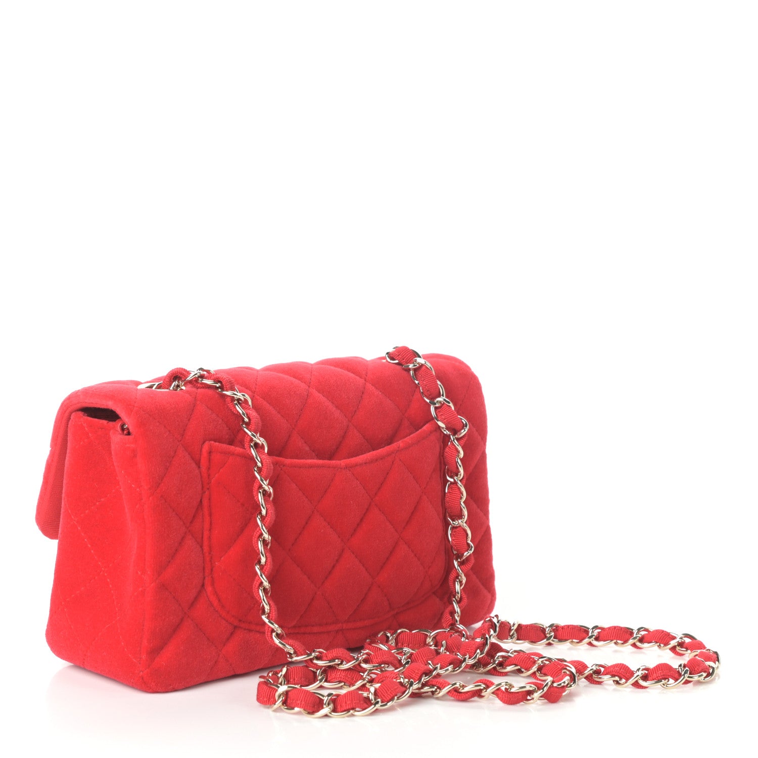 Chanel Velvet Quilted Mini Rectangular Flap Red 3 of 10