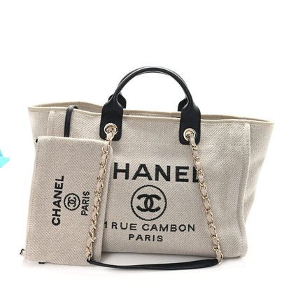 Chanel Mixed Fibers Medium Deauville Tote Beige Black 3 of 11