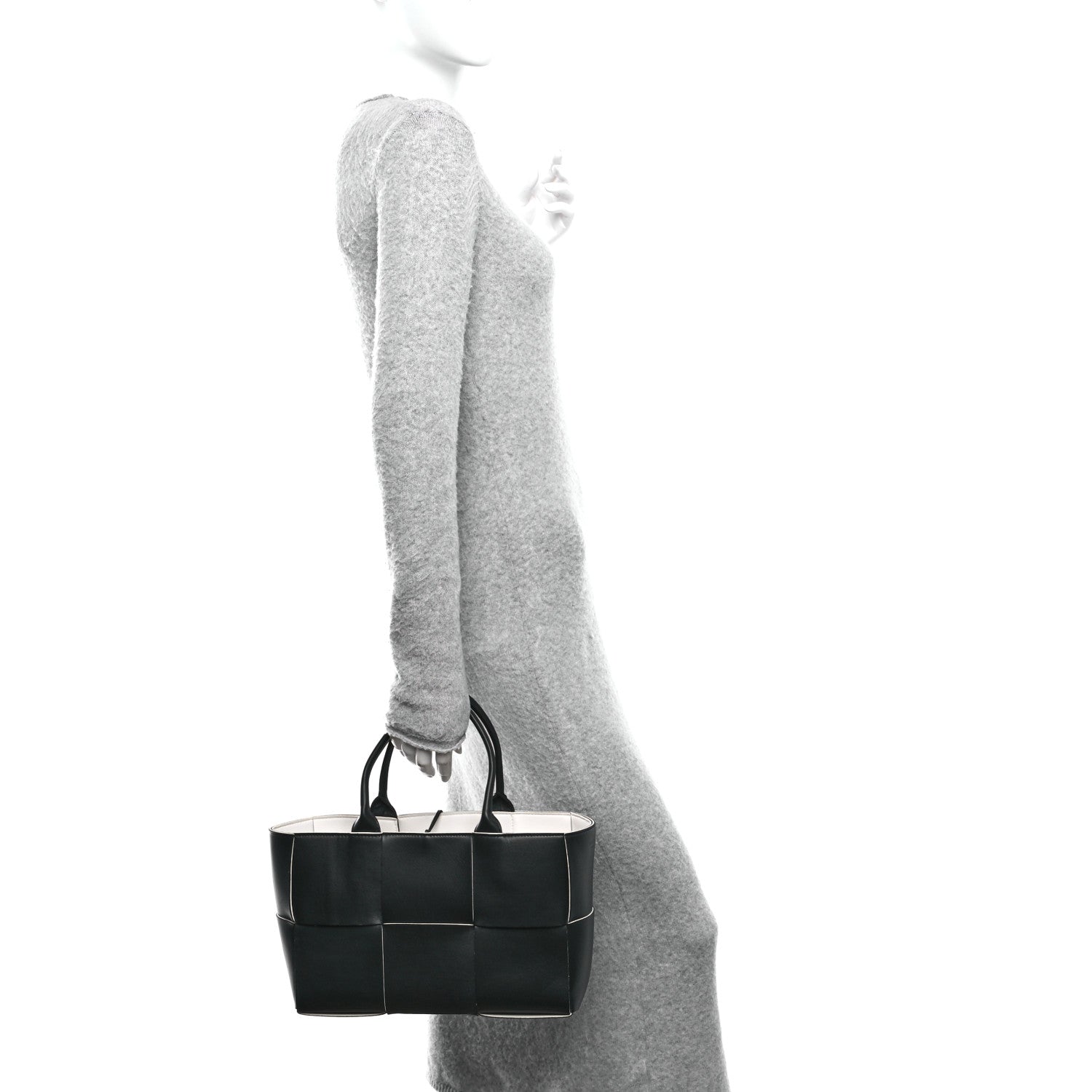 Bottega Veneta Nappa Maxi Intrecciato Small Arco Tote Black White 2 of 9