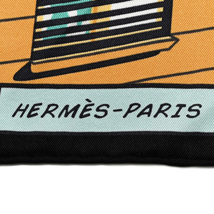 Hermes Silk Minuit Au Faubourg Scarf 70 Black Beige Dore Vert 2 of 6
