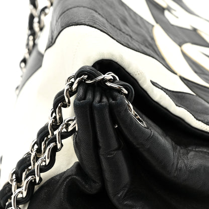 Chanel Lambskin Patchwork Accordion Flap Black White 15 of 23